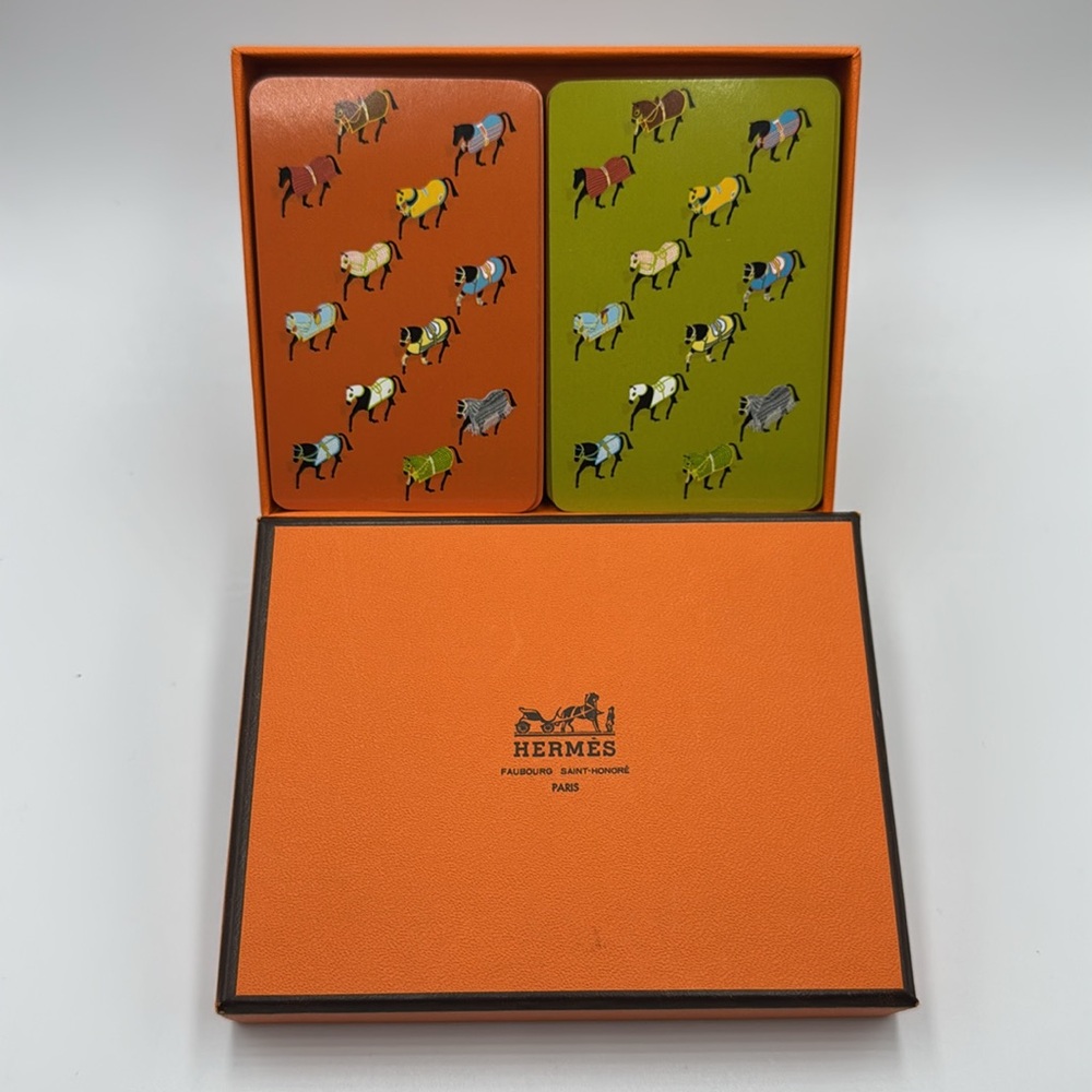 Hermes Orange and Green Playing Cards Set